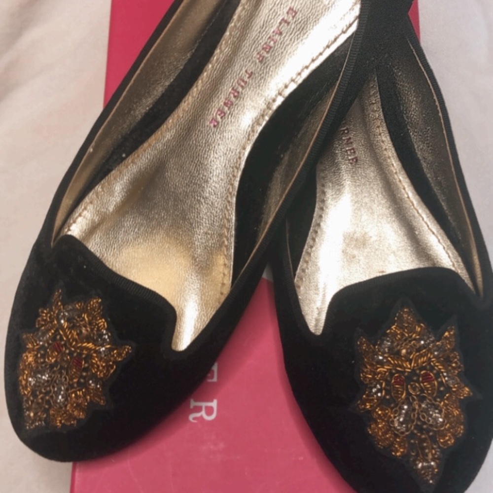 Elaine Turner authentic Blake black velvet flats size 7